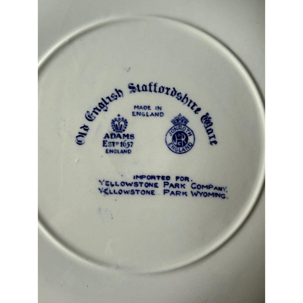 Adams Staffordshire Yellowstone Park Blue Transferware Souvenir Plate 1910s - Picture 6 of 8